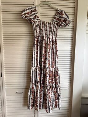 O.P.T Daphne Square Neck Smocked Maxi Dress